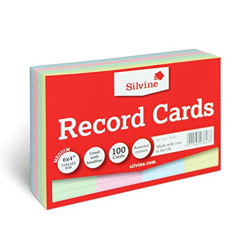 Silvine A6 Multi-Coloured Record Cards
