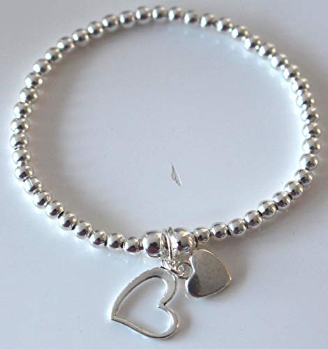 Round Beads With Heart Charms Bracelet