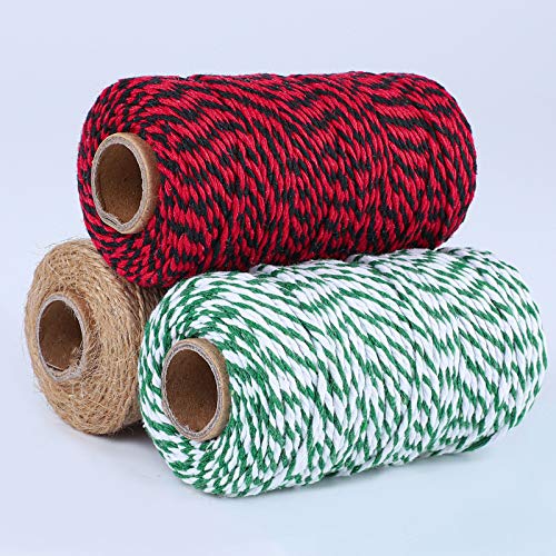 Elcoho 3 Rolls Christmas Twine Natural Jute String