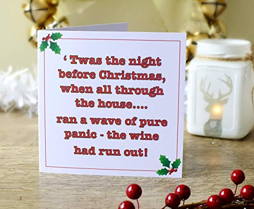 Funny Christmas Cards - Xmas Wine Drinking Humour