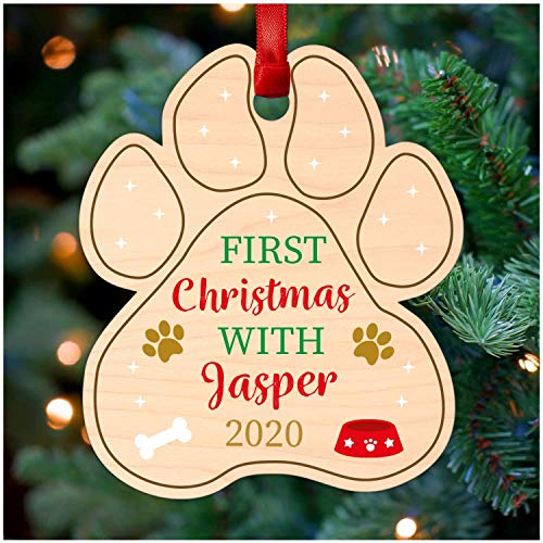 Puppy Dog Paw Print Personalised Christmas Tree Decoration