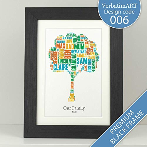 Personalised family word tree wall print