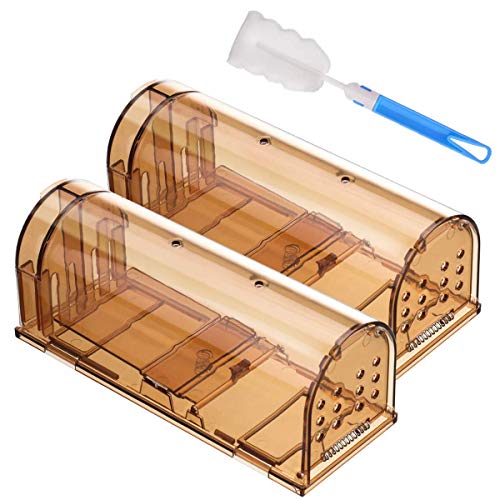 Godmorn Humane Mouse Trap 2 Pack with Cleaning Brush