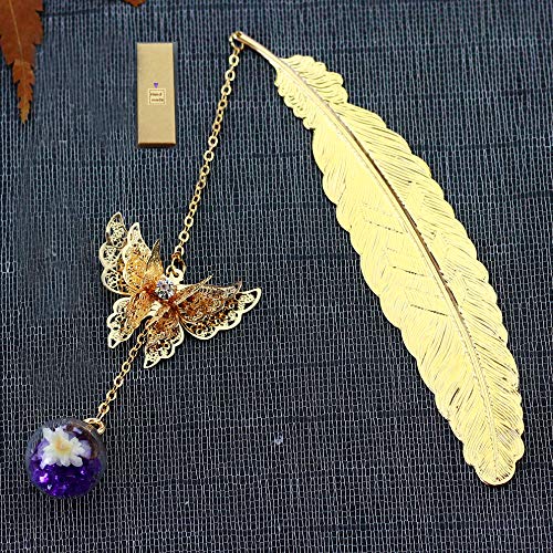 Toirxarn Metal Feather Bookmark,with 3D Butterfly