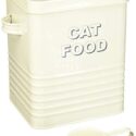 Lesser & Pavey Sweet Home Cream Cat Food Storage Tin with Scoop, Metal, 20