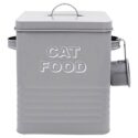 Lesser & Pavey New Sweet Home Cat Food tin with Scoop, Metal, Grey, 18 x 15 x 25 cm